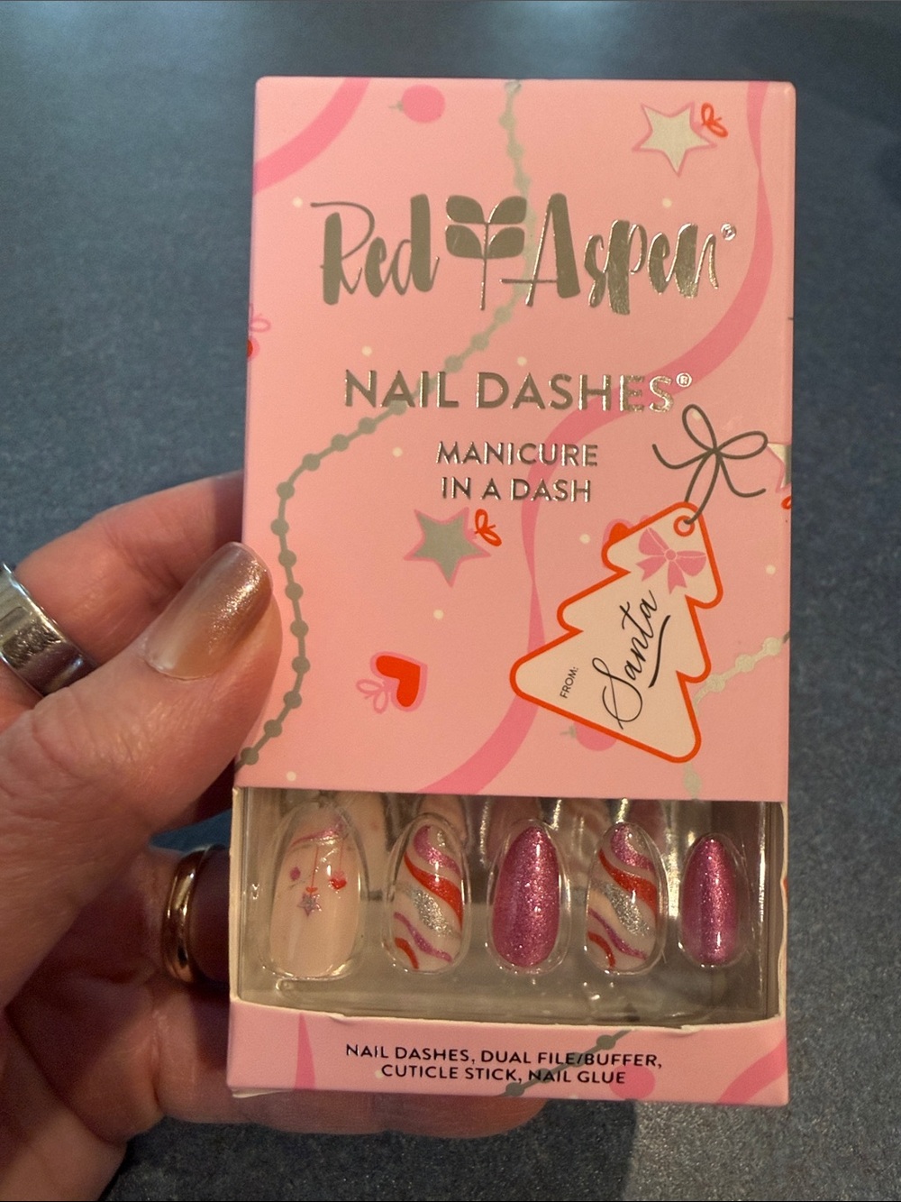 Red Aspen Press-On Nail Set - Light the tree Lena